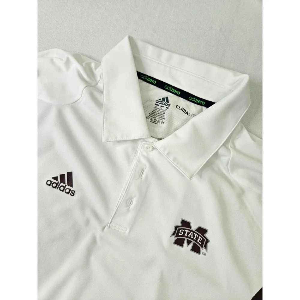Adidas Mississippi State Bulldogs Polo Mens XL White Climalite Adizero 161903